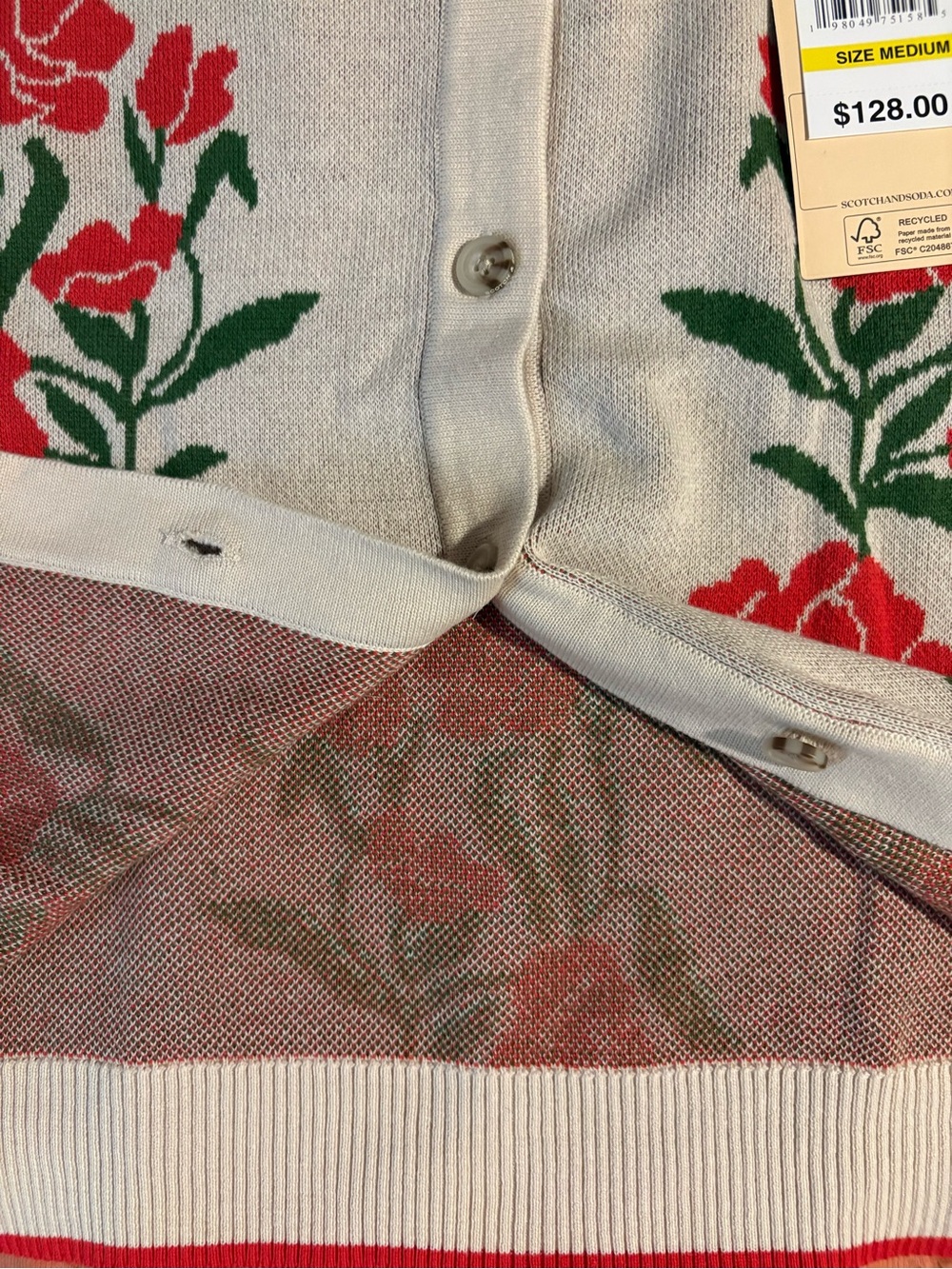Scotch & Soda Poinsettia Crewneck 100% Cotton Cardigan Sweater Size Med-NWT - Picture 9 of 16